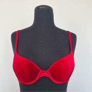 VTG 90s Vanity Fair Red Velvet Bra, 34A